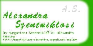 alexandra szentmiklosi business card